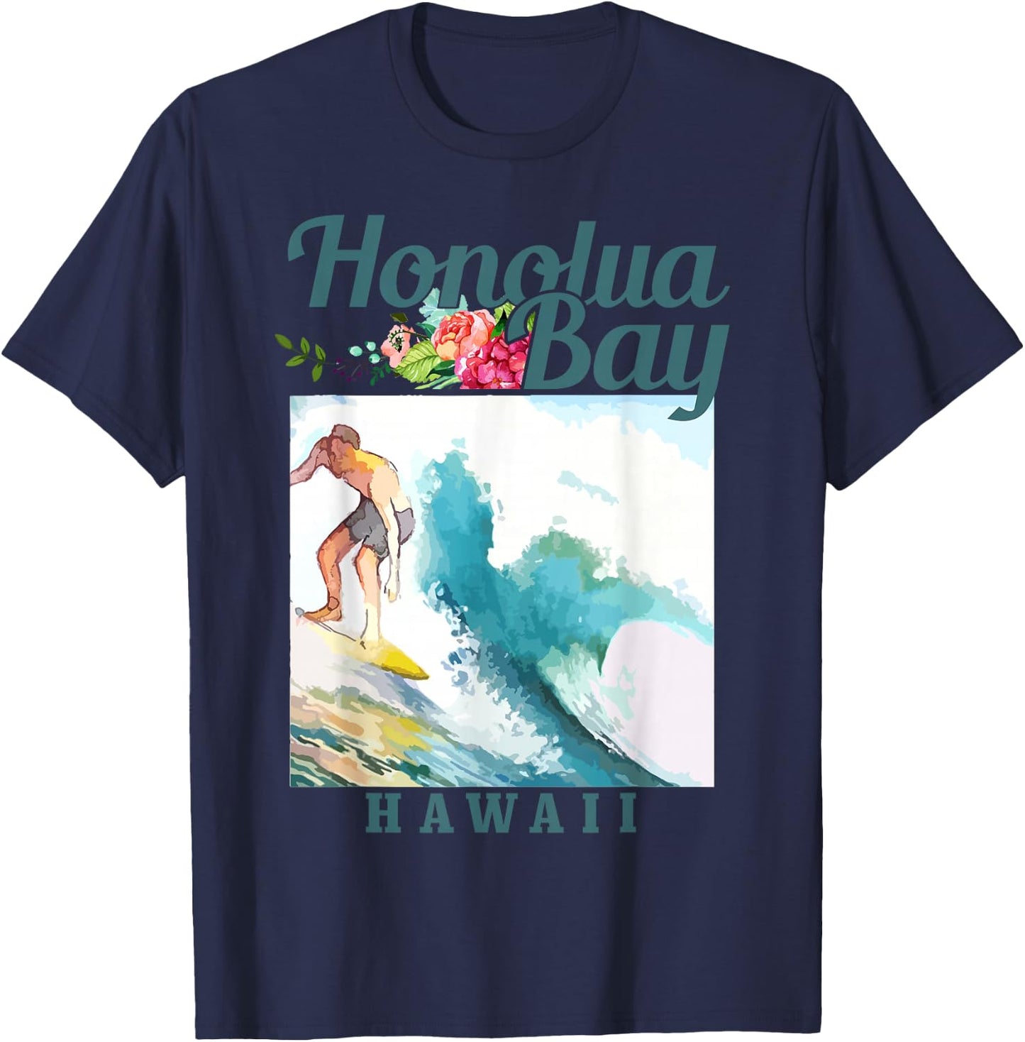 Honolua Bay Hawaii Surfing Hawaiian Surf Vintage Surfer T-Shirt - T-Shirt | Navy