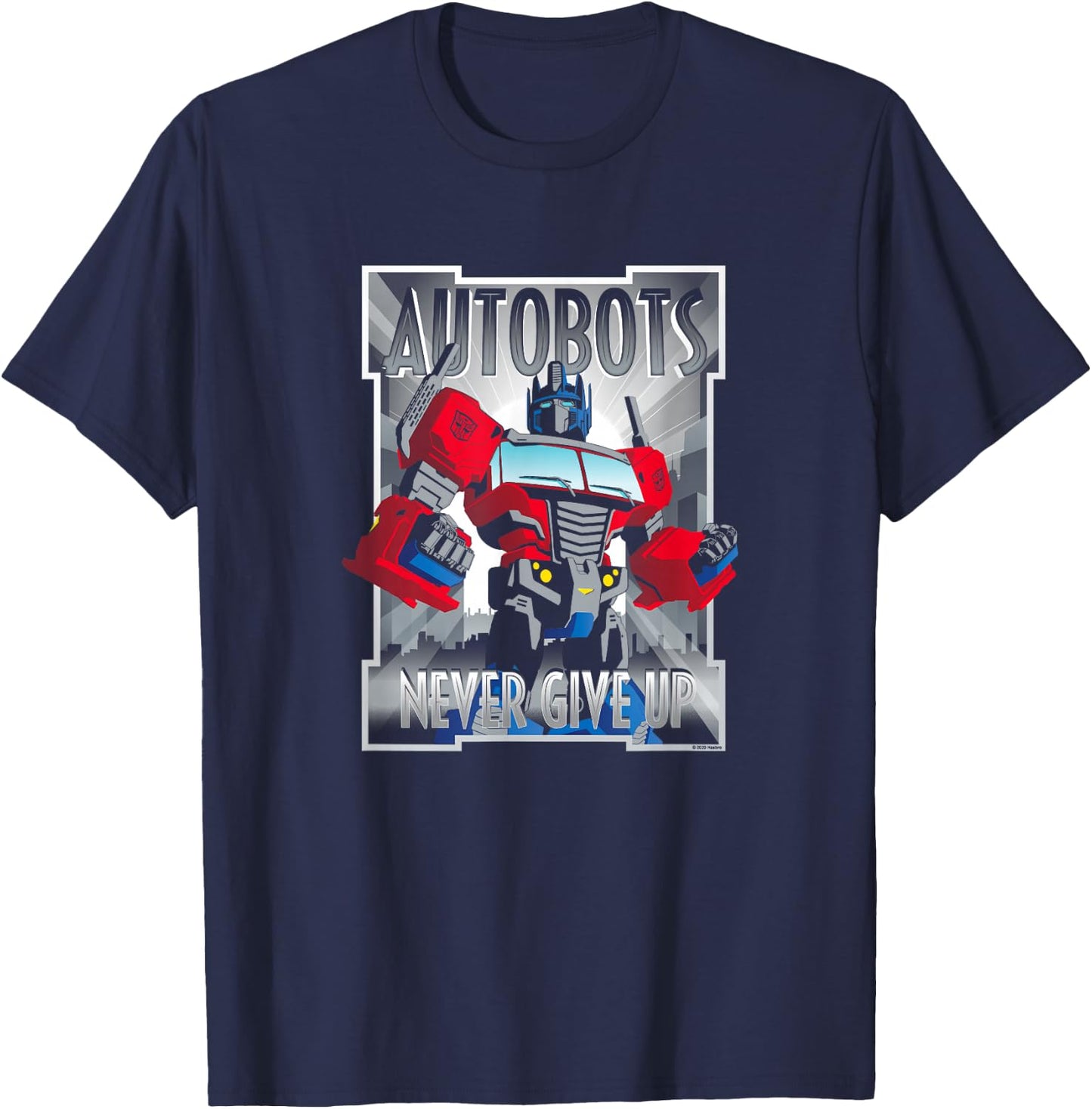 Transformers Optimus Prime Autobots Never Give Up Small T-Shirt - T-Shirt | Navy