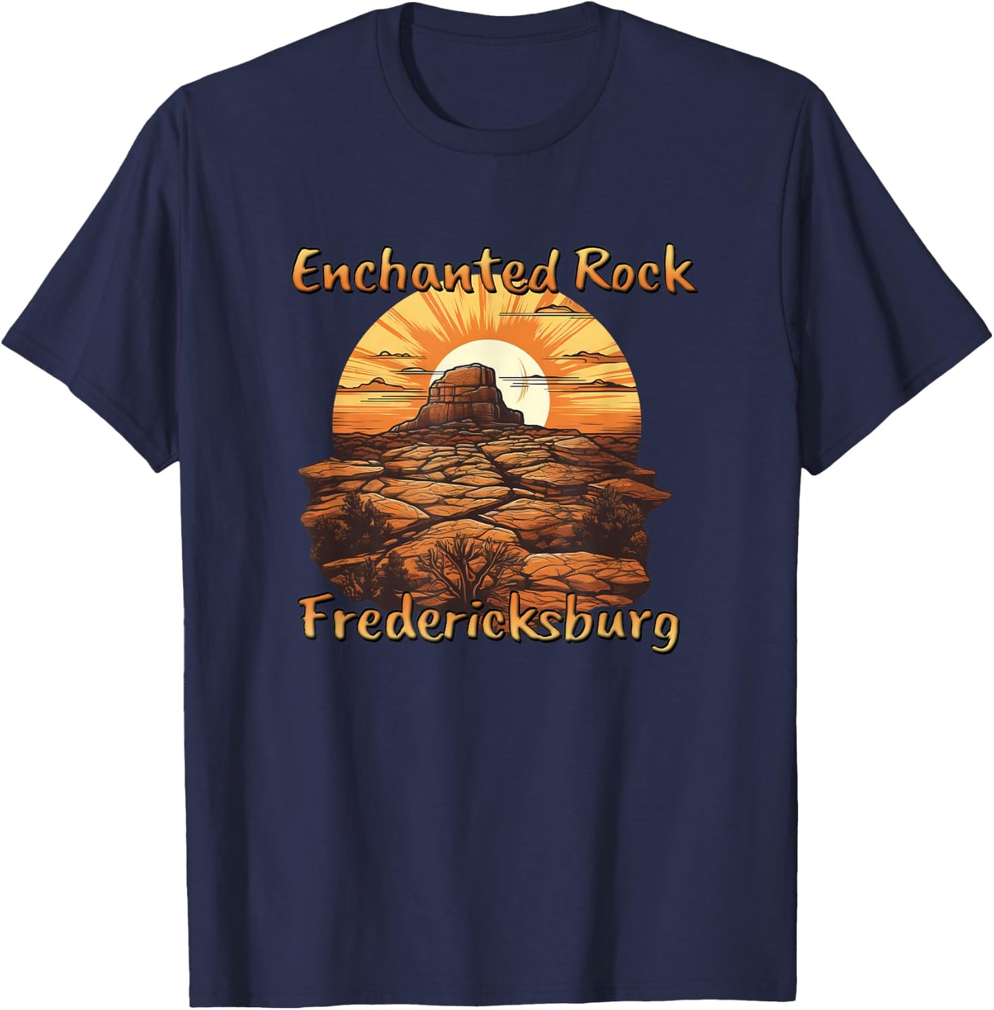 Enchanted Rock Fredericksburg Texas USA Sunset Design T-Shirt - T-Shirt | Navy