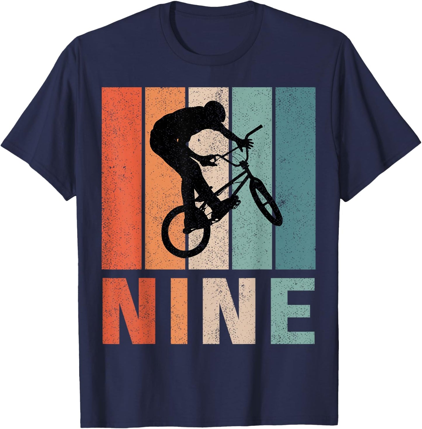 9th Birthday Retro BMX Bicycle Bike Boys Kids 9 Years Old T-Shirt - T-Shirt | Navy