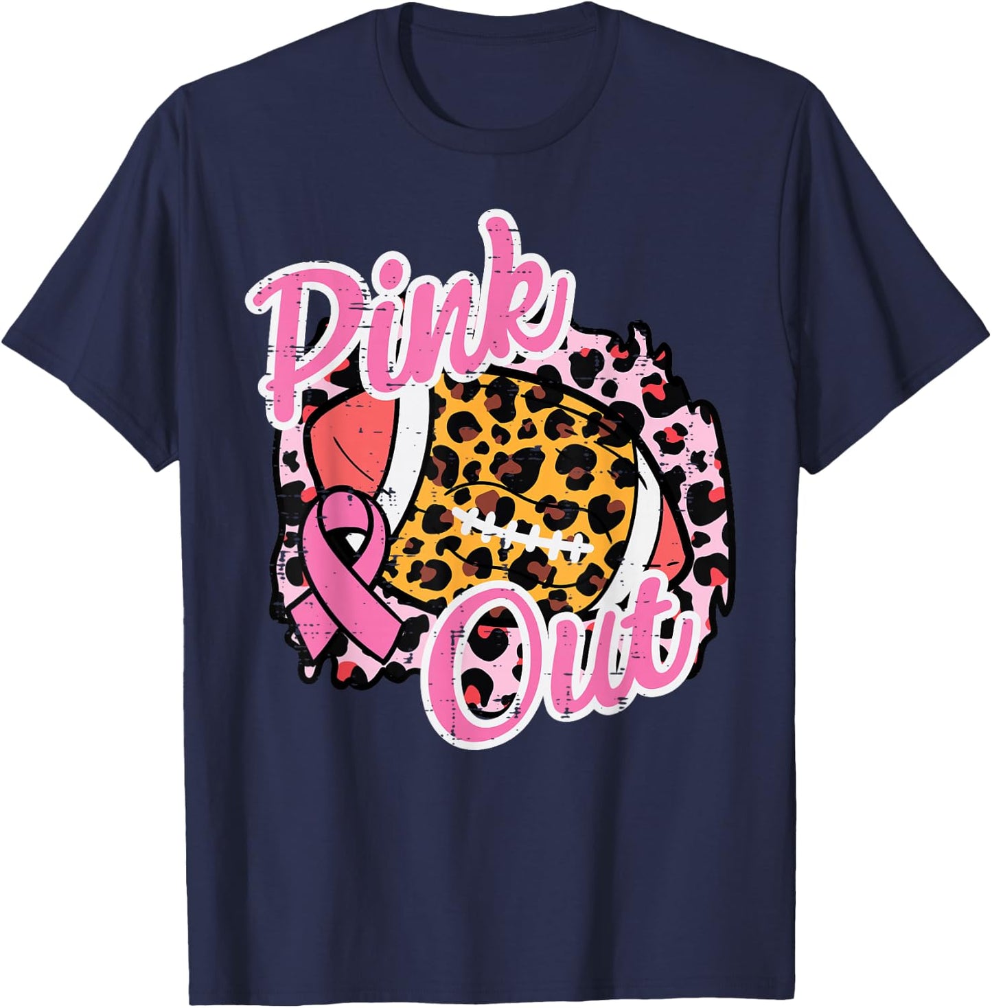 Breast Cancer Awareness Football Pink Out Women Girls Kids T-Shirt - T-Shirt | Navy
