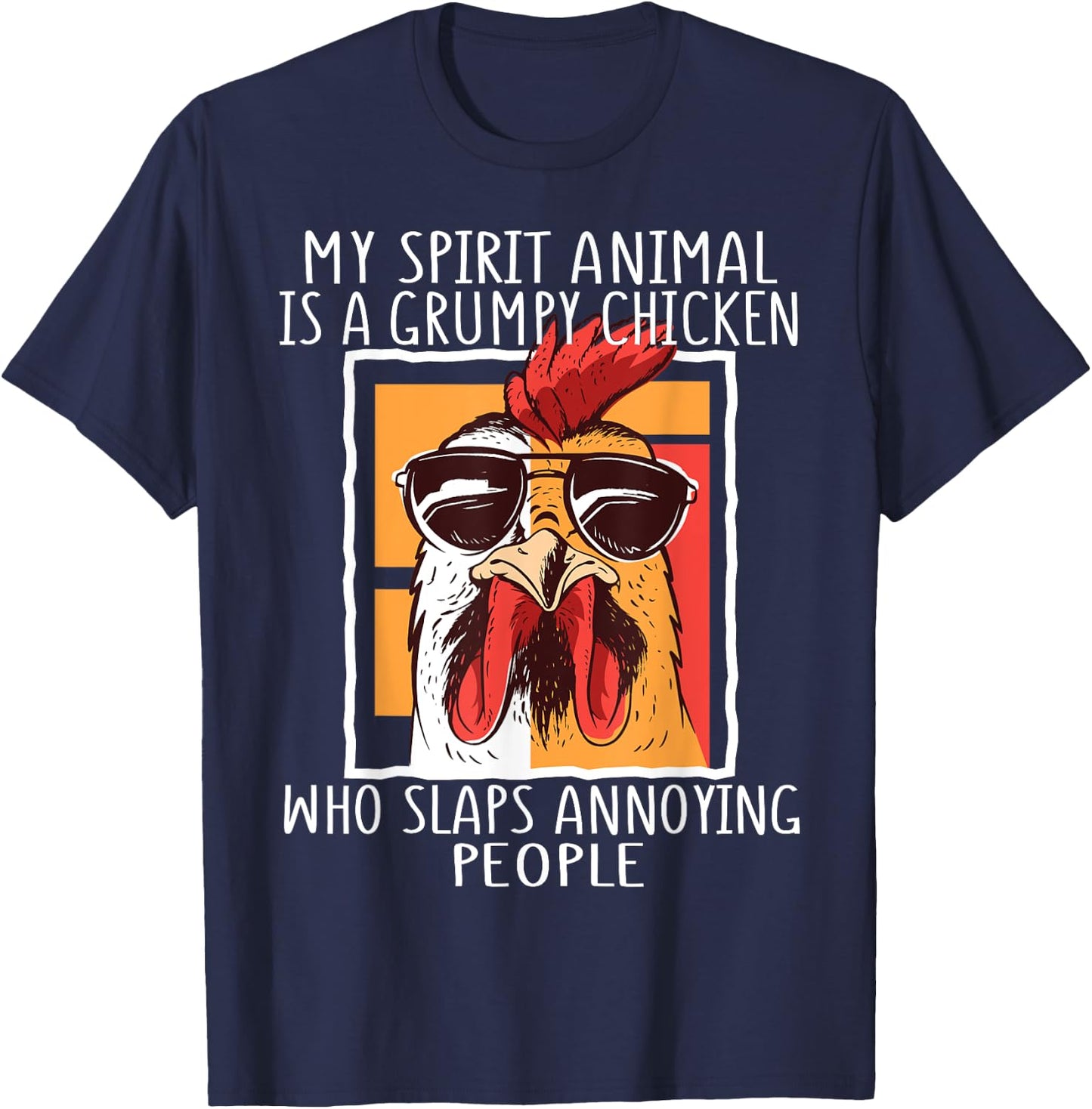 My Spirit Animal Is A Grumpy Chicken Funny Retro Vintage T-Shirt - T-Shirt | Navy