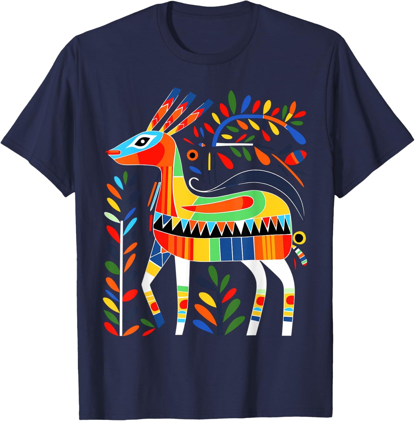 Native American Deer Pacific Northwest Coastal Art T-Shirt - T-Shirt | Navy