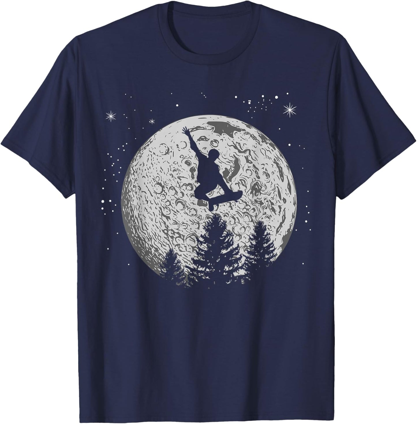 Skater Skateboard Stunt Moon Skater Gift Children Teenagers T-Shirt - T-Shirt | Navy