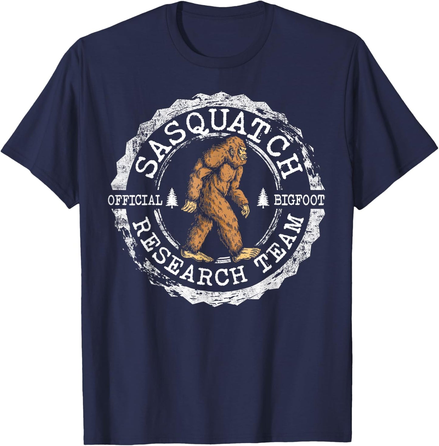 Bigfoot Research Team Vintage Sasquatch Yeti Men Women Kids T-Shirt - T-Shirt | Navy