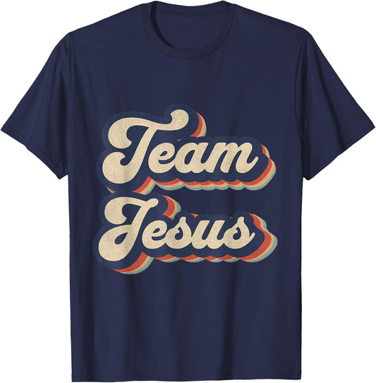 Team Jesus Retro Religious Christian Design T-Shirt - T-Shirt | Navy