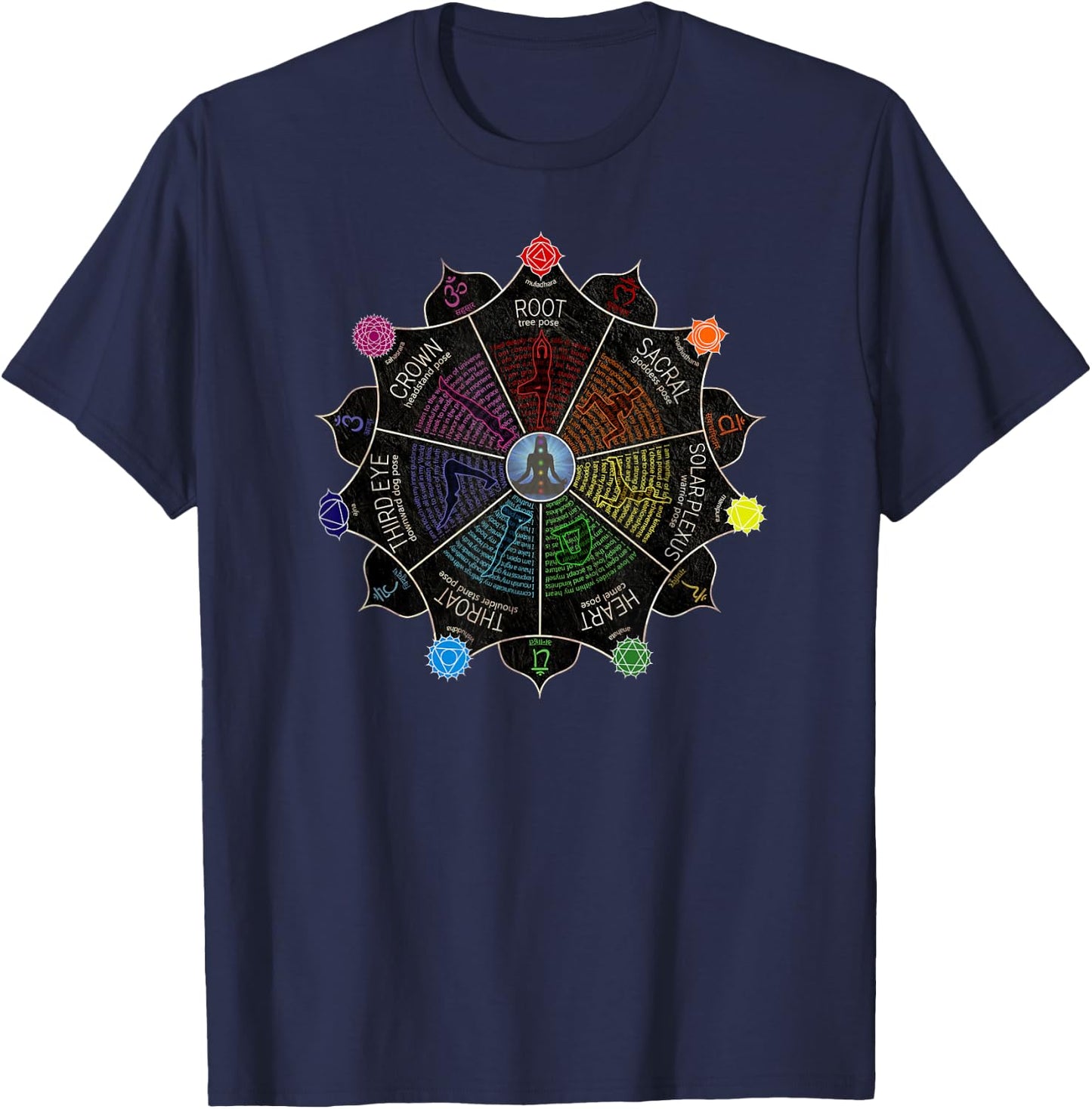 Yoga Meditation Chakra Affirmations T-Shirt - T-Shirt | Navy