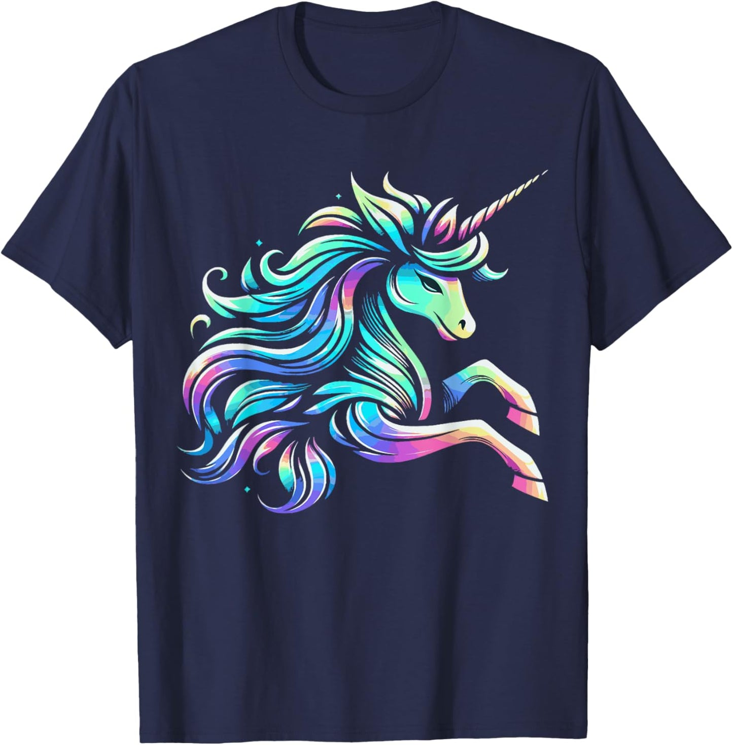 Mythical Unicorn Magical Fantasy Vibrant Colors Enchanted T-Shirt - T-Shirt | Navy