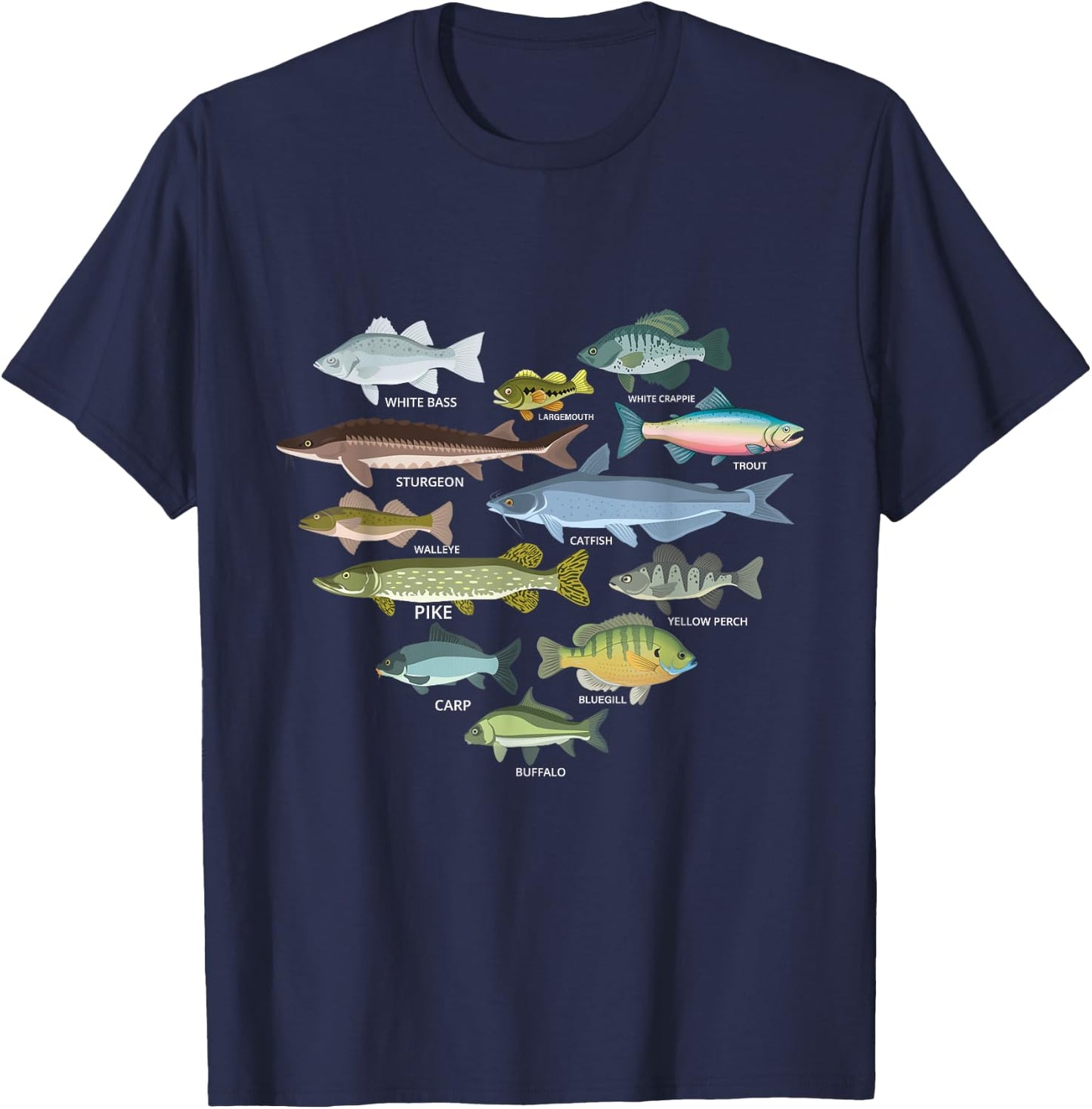 freshwater fish identification heart shape Species Fishing T-Shirt - T-Shirt | Navy