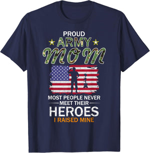 Proud Army Mom I Raised My Heroes Camouflage Graphics Army Small T-Shirt - T-Shirt | Navy