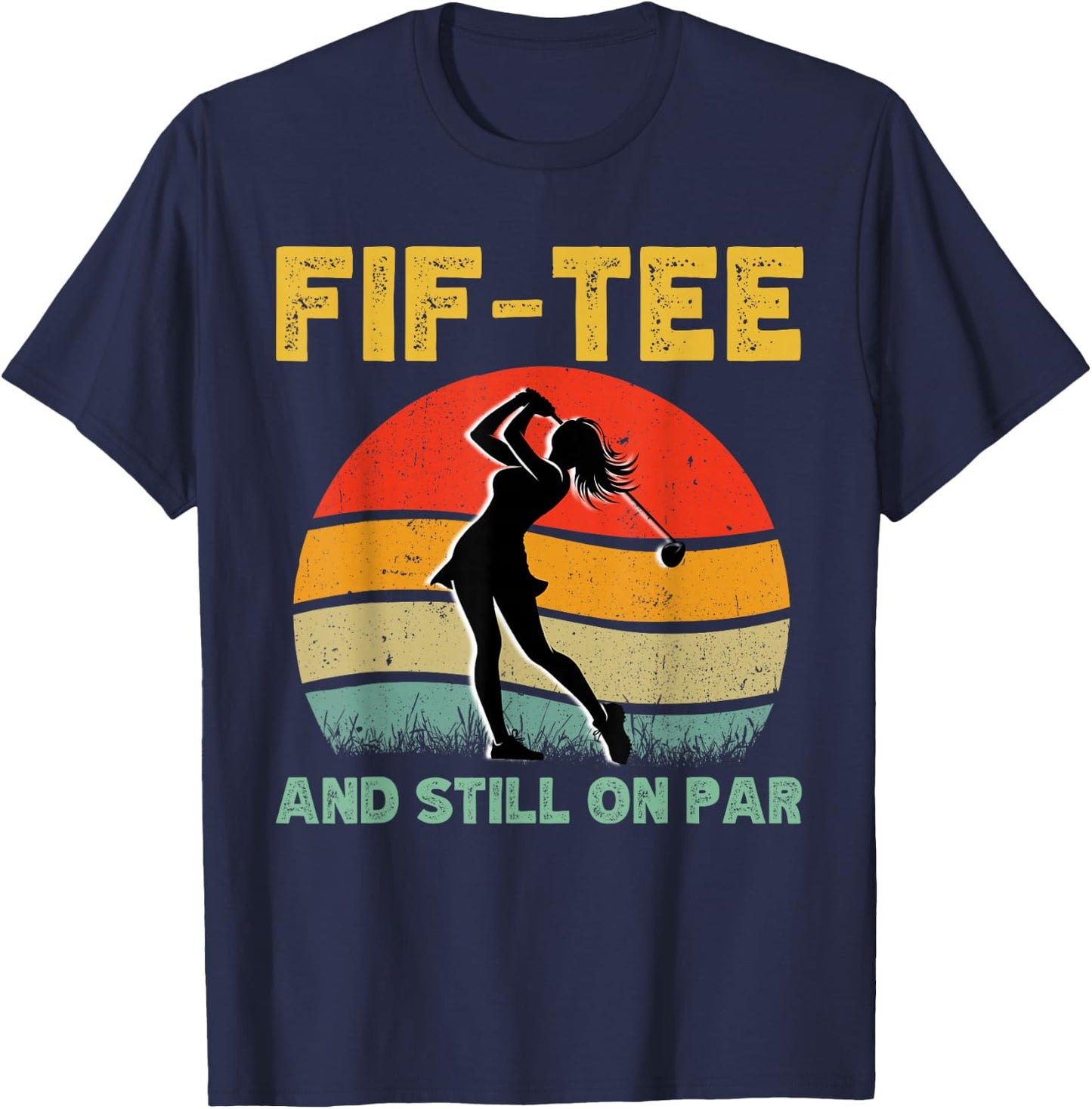 50th Birthday Golf Women's Design Retro 50 Year Old Golfing T-Shirt - T-Shirt | Navy