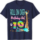 Roll Over Birthday Girl is 10 Giraffe Skating Giraffes Love T-Shirt - T-Shirt | Navy
