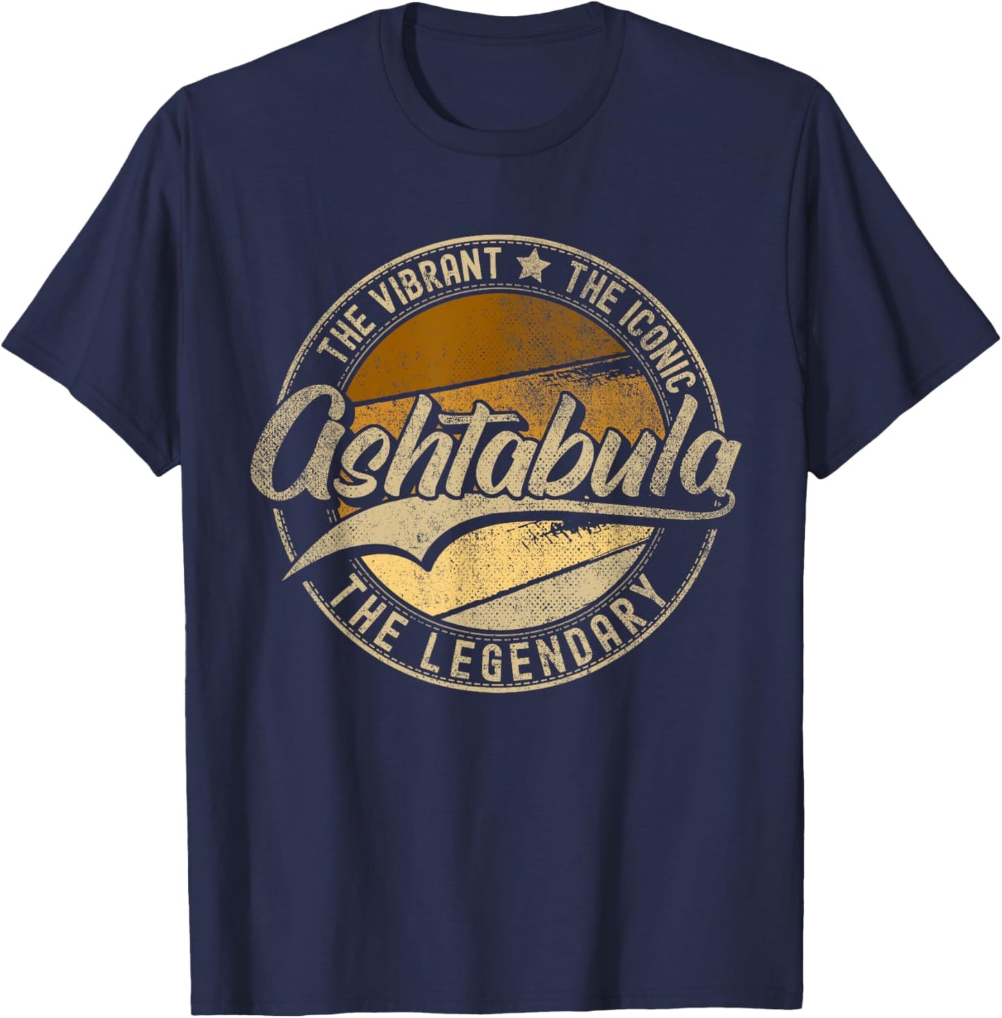 Ashtabula OH | Ohio | Vintage Distressed T-Shirt - T-Shirt | Navy