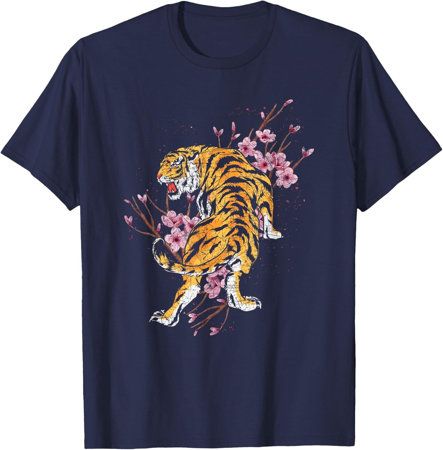 Cherry Blossom Tiger T-Shirt - T-Shirt | Navy
