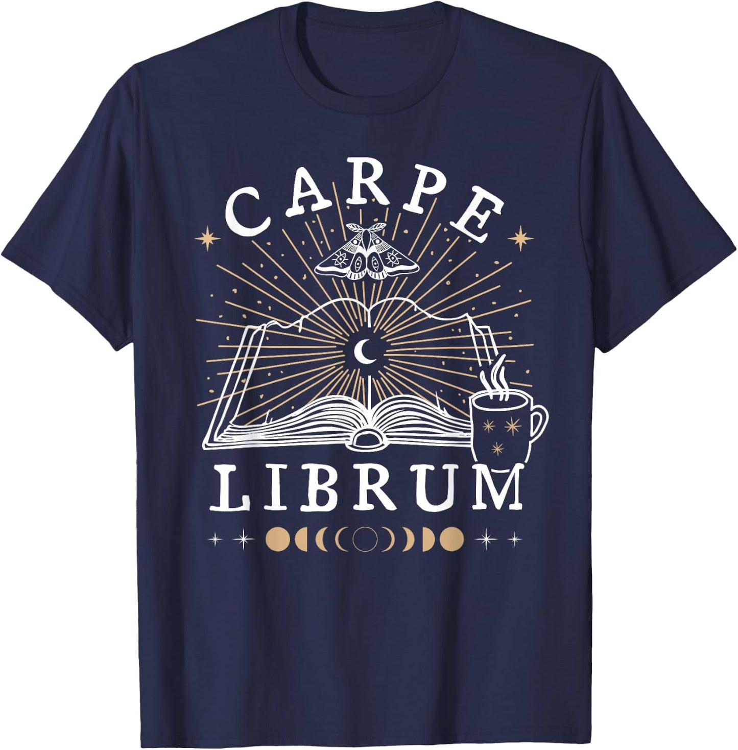 Carpe Librum Dark Academia Aesthetic Book Lover Witchy Goth T-Shirt - T-Shirt | Navy