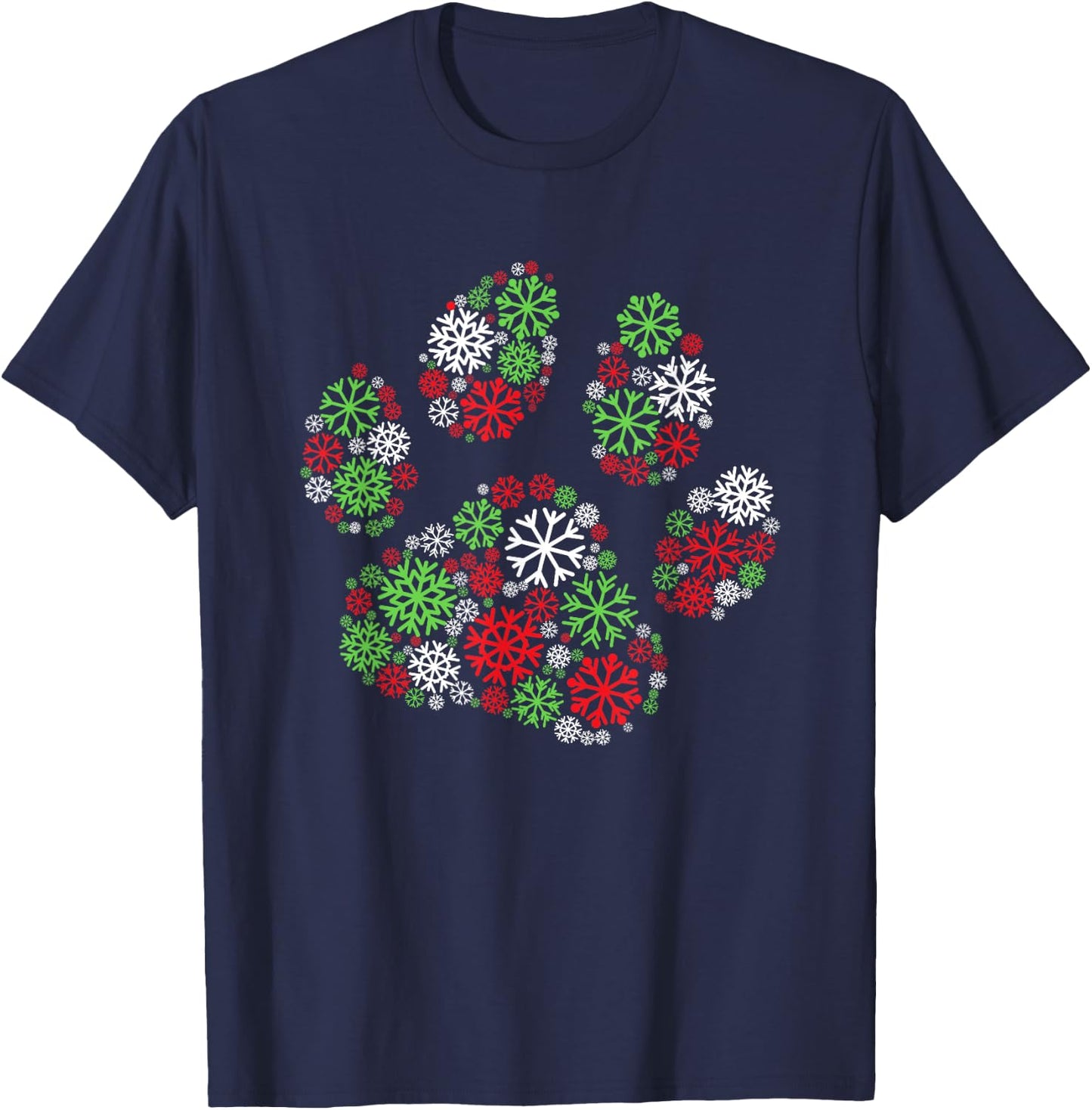 Cute Paw Ugly Christmas Snowflakes Pet Owner Dog Xmas T-Shirt - T-Shirt | Navy