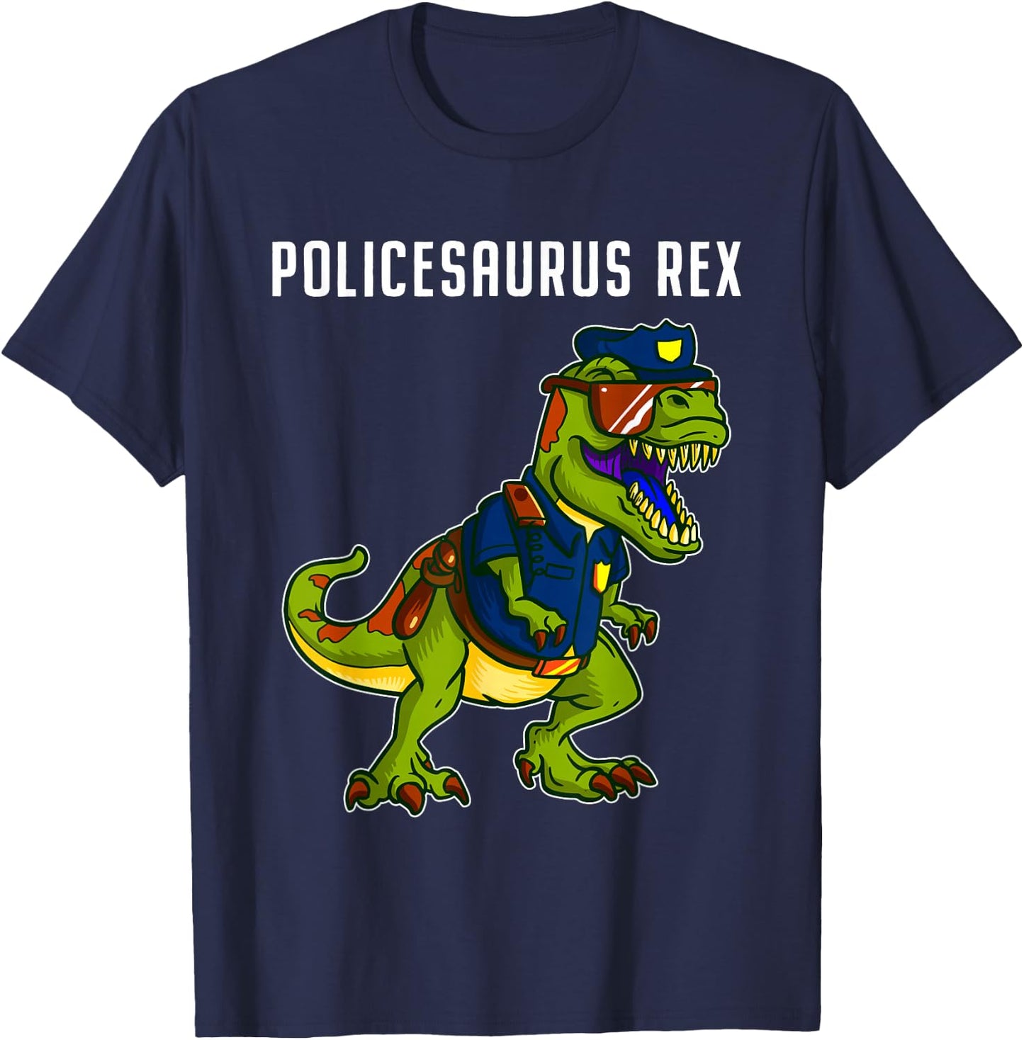 Dinosaur Police Officer T Rex Joke Gifts Policeman T-Shirt - T-Shirt | Navy