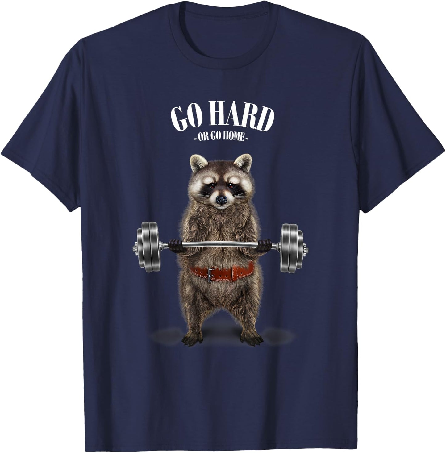 Raccoon Weightlifting in Fitness Gym T-Shirt - T-Shirt | Navy
