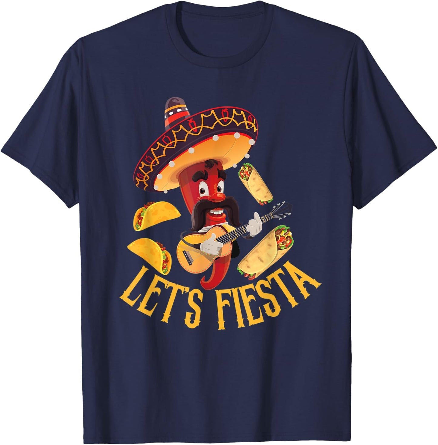 Let's Fiesta tacos Burrito Cool Mexican Party cinco de mayo T-Shirt - T-Shirt | Navy