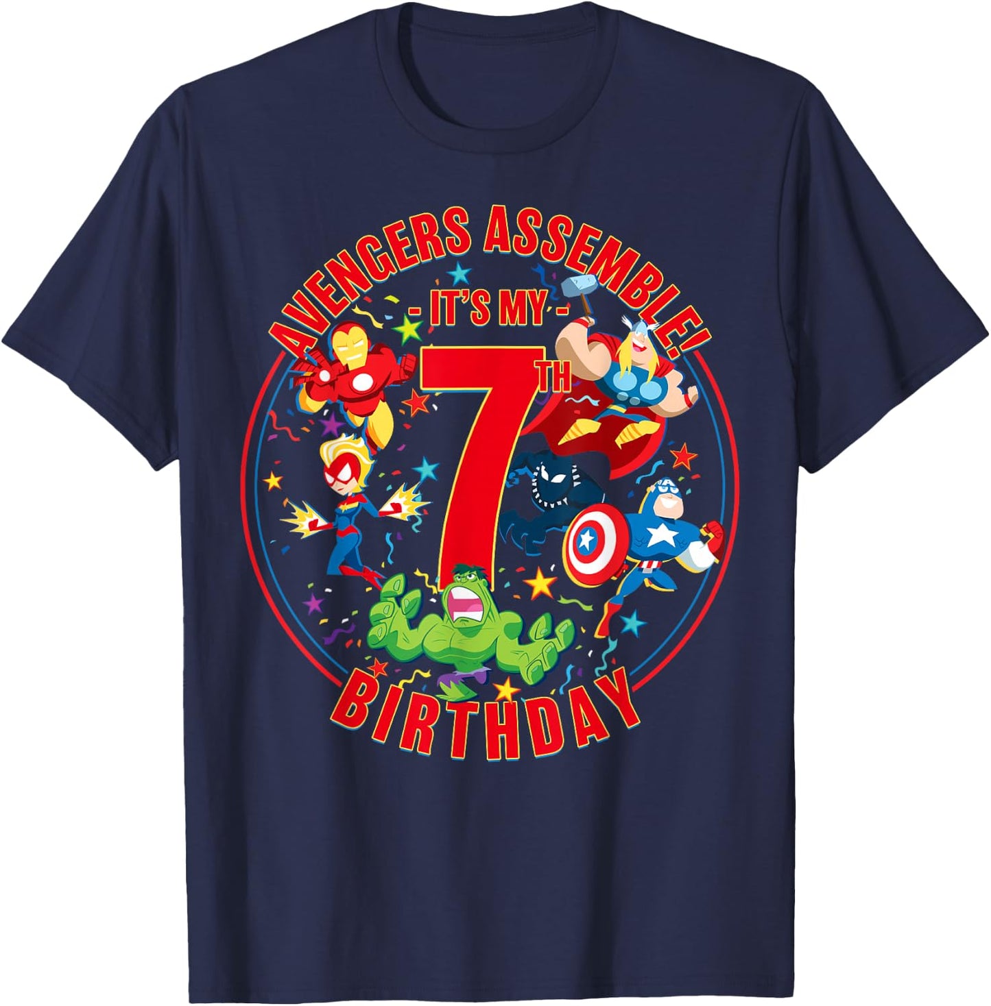 Marvel Avengers Assemble It's My 7th Birthday T-Shirt - T-Shirt | Navy