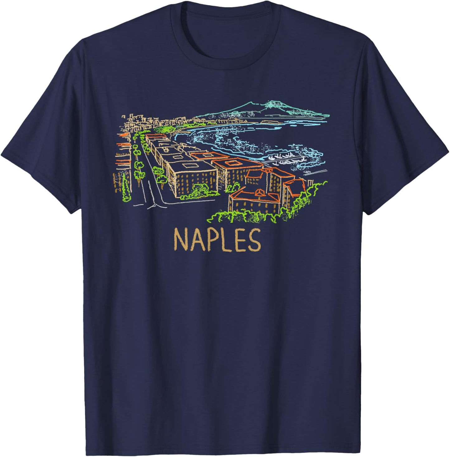 Naples Italy Travel Souvenir Historic City Landmark Gift T-Shirt - T-Shirt | Navy