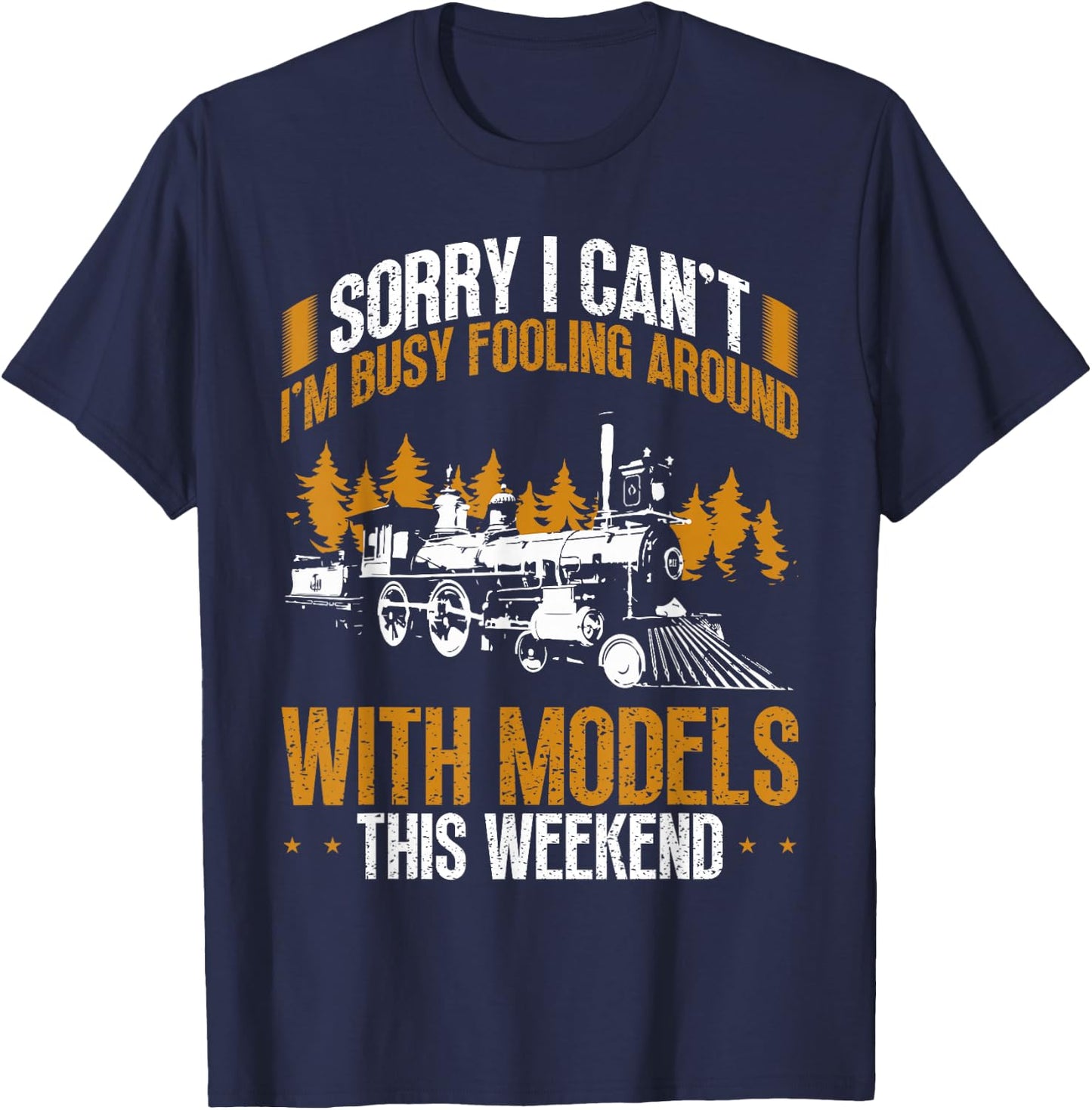 Vintage Model Train Railroad Engineer Hobbyist T-Shirt - T-Shirt | Navy