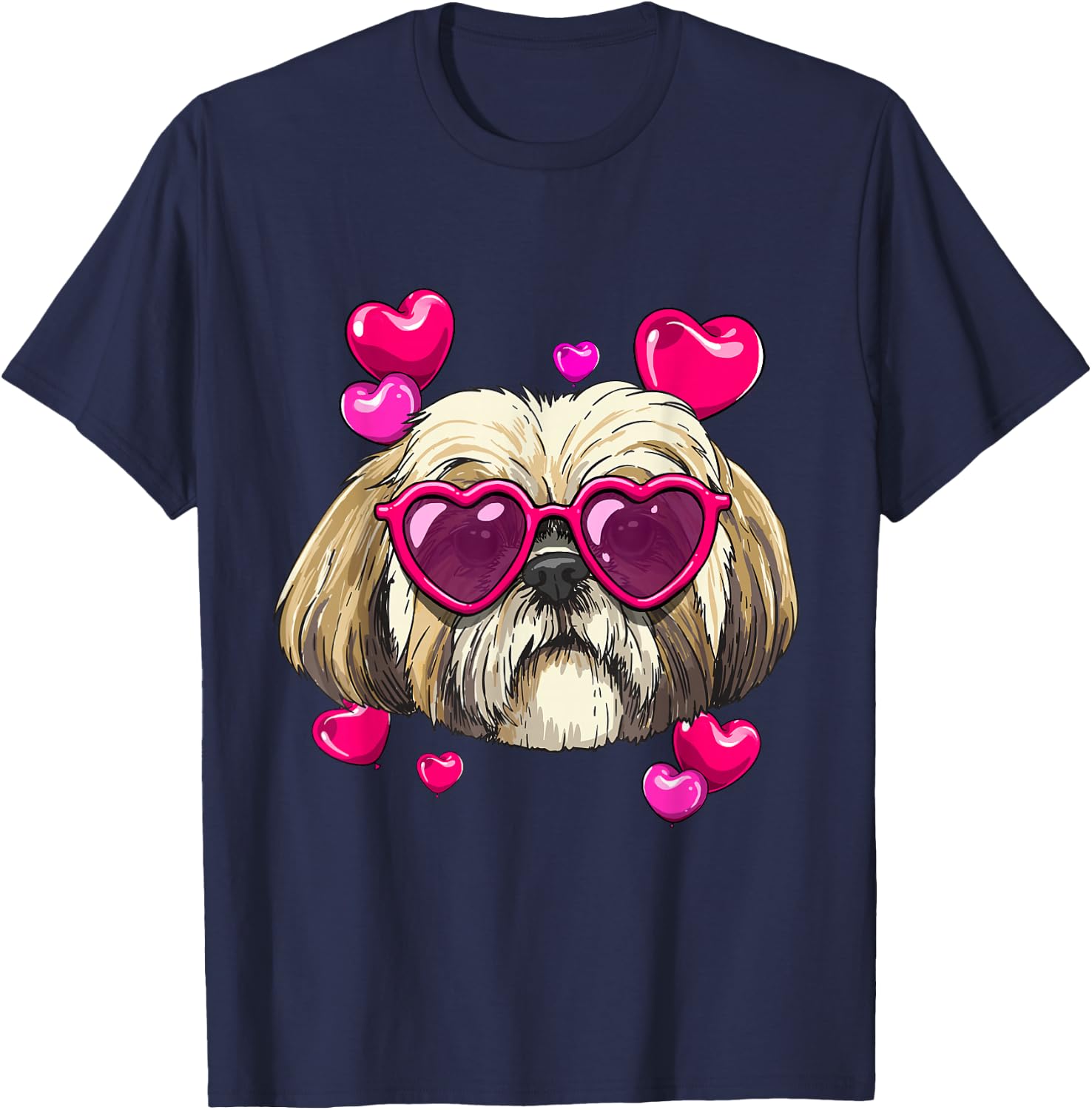 Valentines Shih Tzu Shirt Pet Dog Face Heart Shih Tzu Lover T-Shirt - T-Shirt | Navy