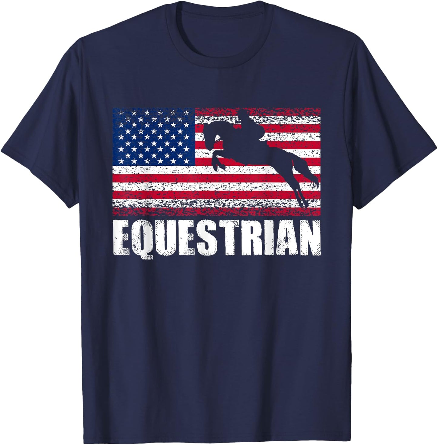 Equestrian Sports, American Flag, USA America, Horse Riding T-Shirt - T-Shirt | Navy