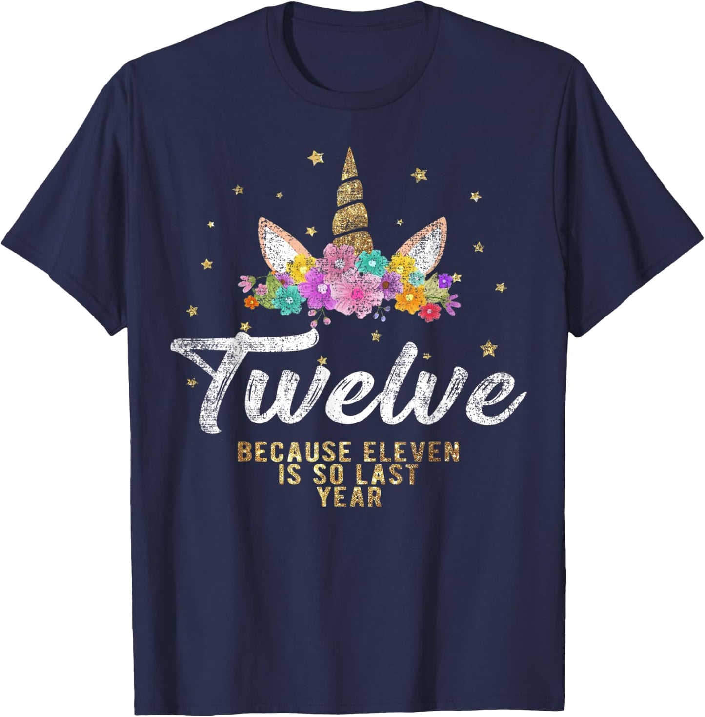 Unicorn Birthday Girl T Shirt For 12 Years Old Gift 12th T-Shirt - T-Shirt | Navy