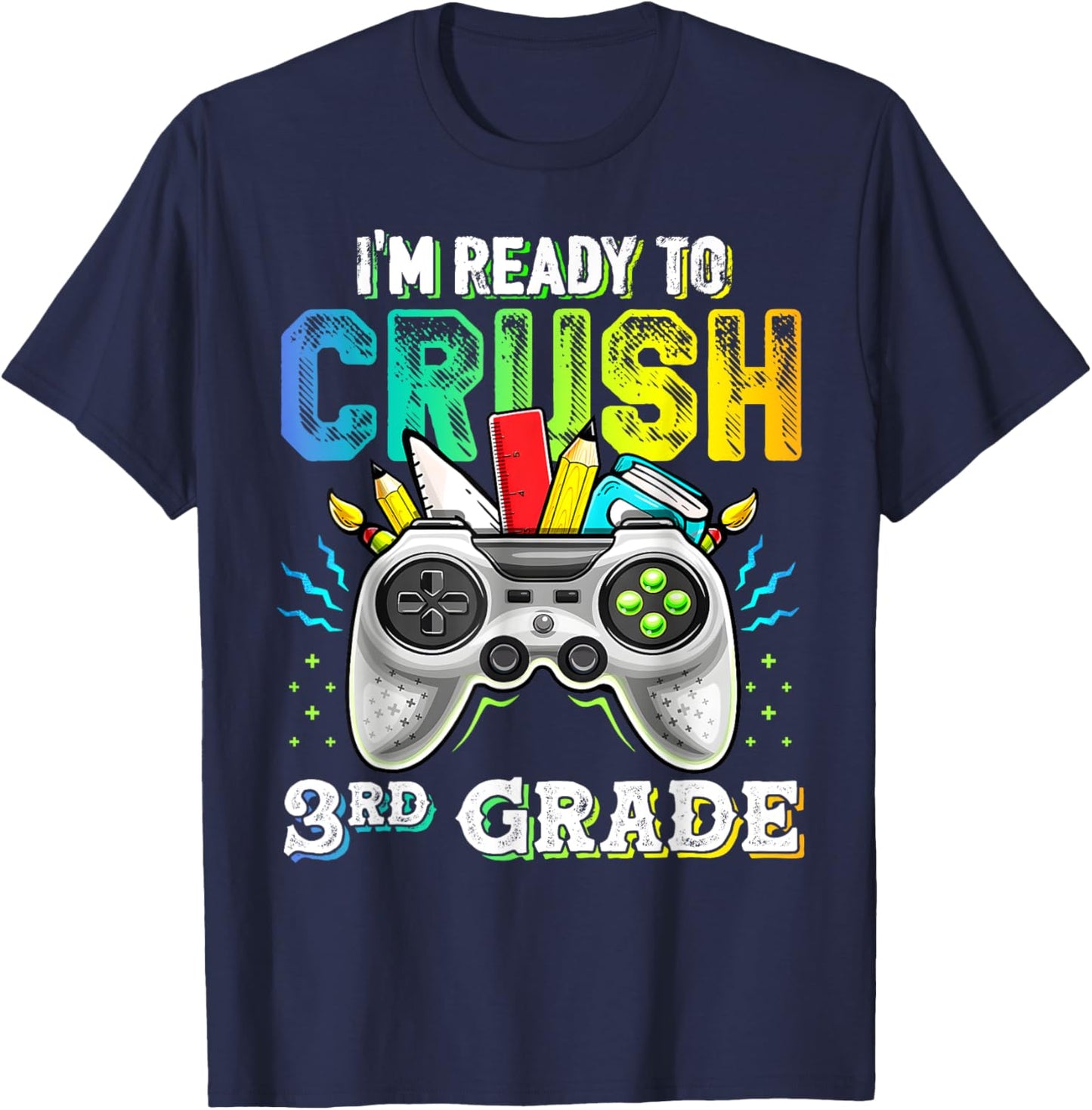 Funny Kids I'm Ready To Crush 3rd Grade Game Console Kids T-Shirt - T-Shirt | Navy