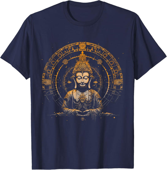 Buddha Mandala Buddhism Spiritual Yoga Yogi Zen Buddhist T-Shirt - T-Shirt | Navy