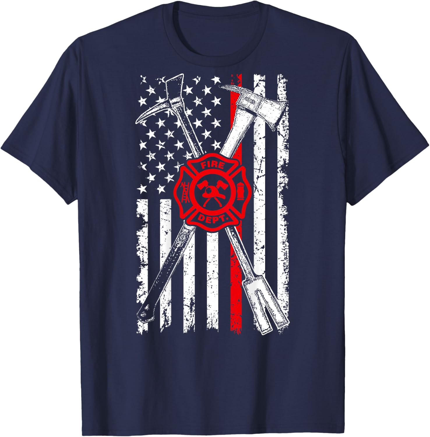 Firefighter Son Patriotic Gifts Axe Halligan Thin Red Line Men T-Shirt - T-Shirt | Navy