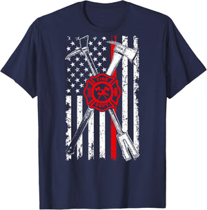 Firefighter Son Patriotic Gifts Axe Halligan Thin Red Line Men T-Shirt - T-Shirt | Navy