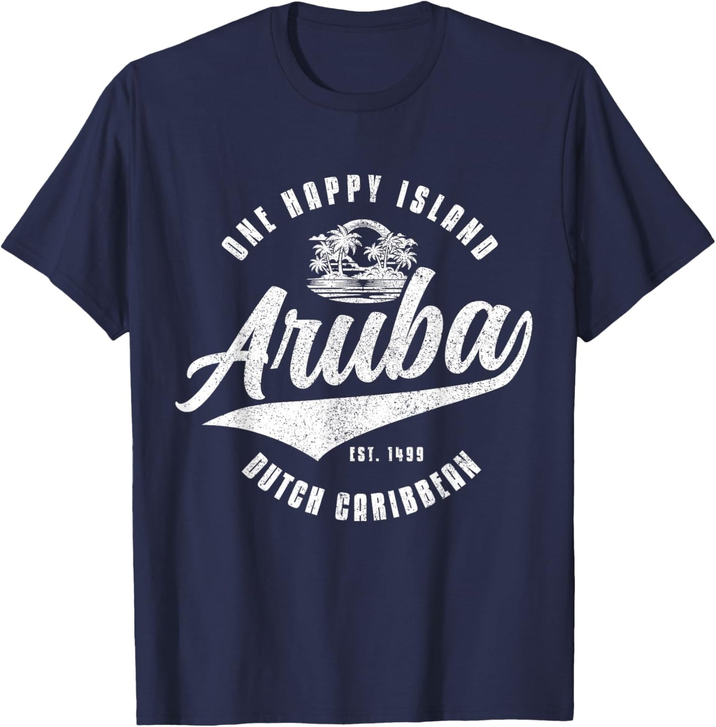Aruba Happy Island Craibbean Souvenir Pride Vintage T-Shirt - T-Shirt | Navy