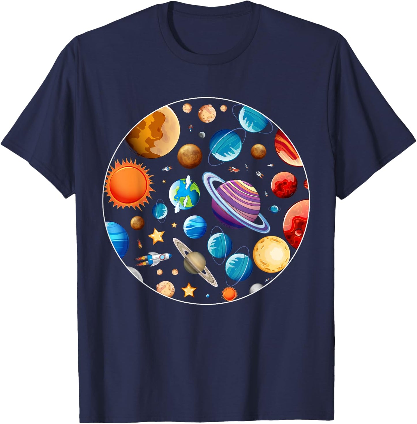 Planets Astronomy Universe Outer Space Science T-Shirt - T-Shirt | Navy