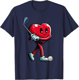 Golf Valentines Hearts Day Funny Lover Men Women T-Shirt - T-Shirt | Navy