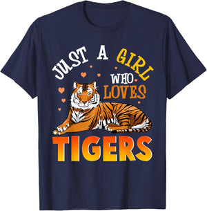 Just A Girl Who Loves Tigers Shirt Tiger Shirts For Girls T-Shirt - T-Shirt | Navy