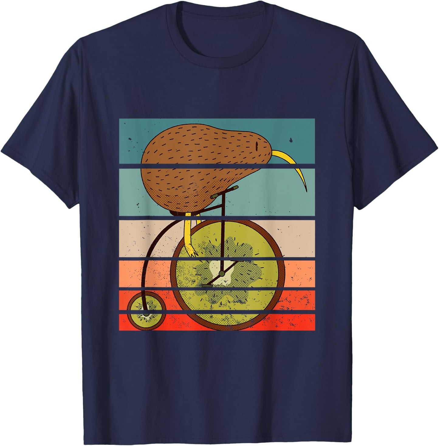 Kiwi Bird Bicycle Driving Cyclist Cycling Gift T-Shirt - T-Shirt | Navy