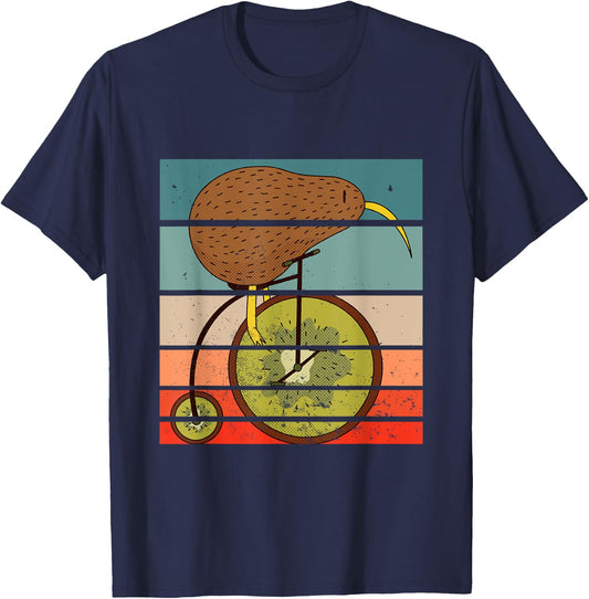 Kiwi Bird Bicycle Driving Cyclist Cycling Gift T-Shirt - T-Shirt | Navy