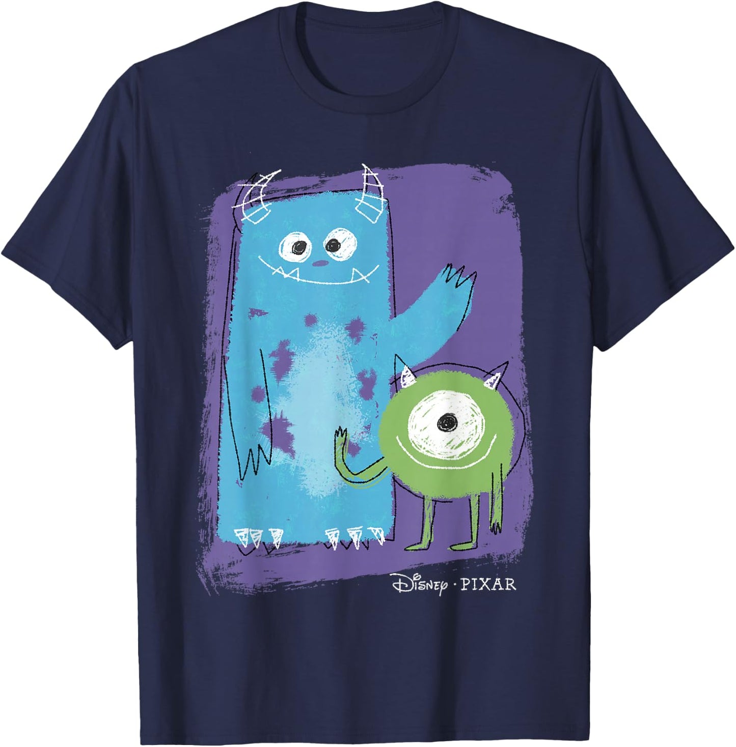 Disney Pixar Monster's Inc. Mike & Sully Painted Sketch T-Shirt - T-Shirt | Navy