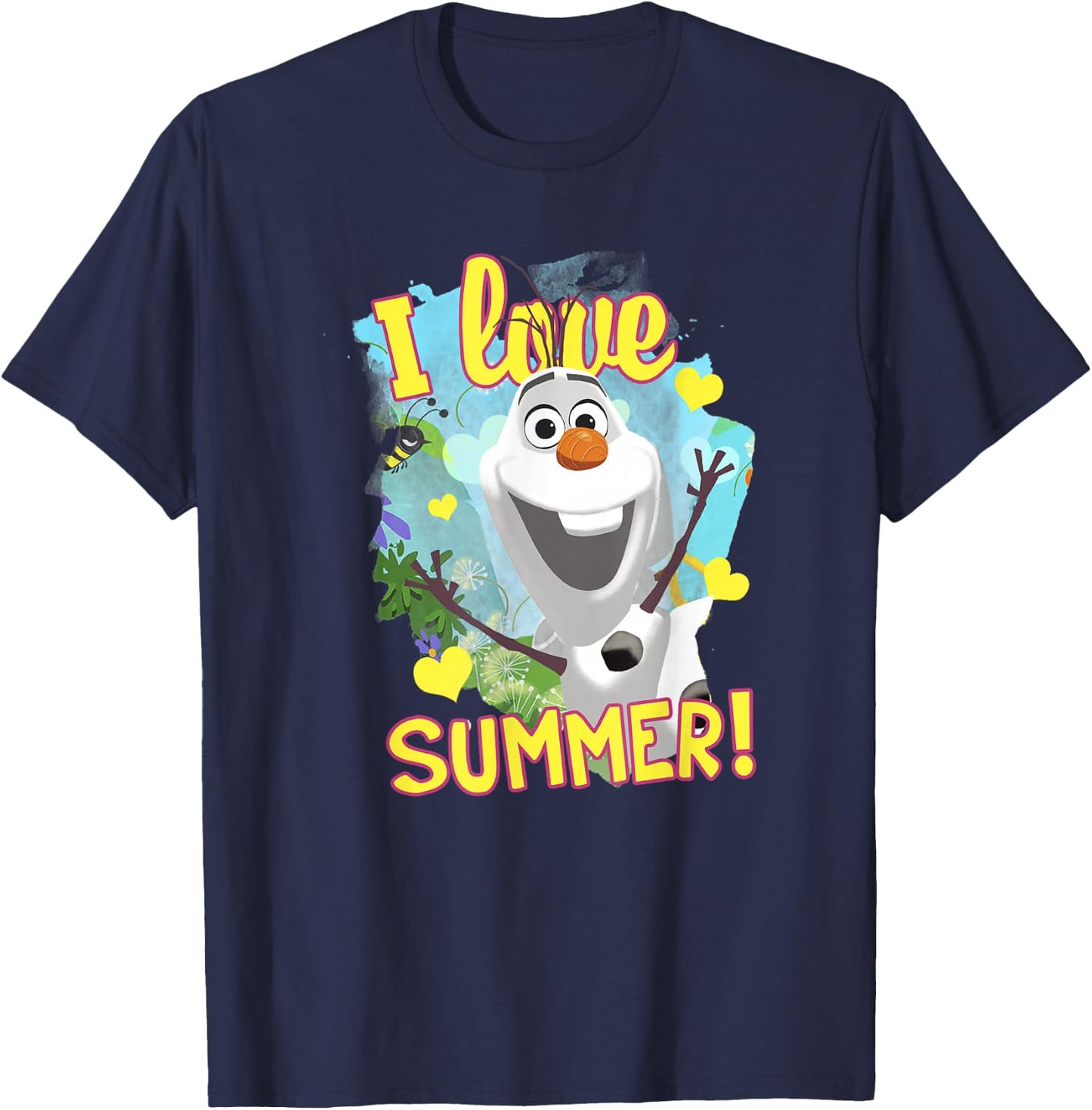 Disney Frozen Olaf I Love Summer Vignette Holiday Poster T-Shirt - T-Shirt | Navy