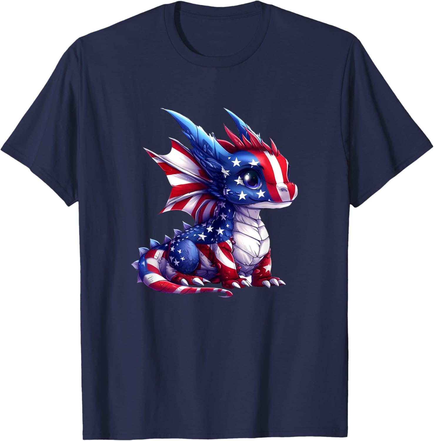 Dragon American Flag Proud USA Patriot Dragon Lover Men Kid T-Shirt - T-Shirt | Navy