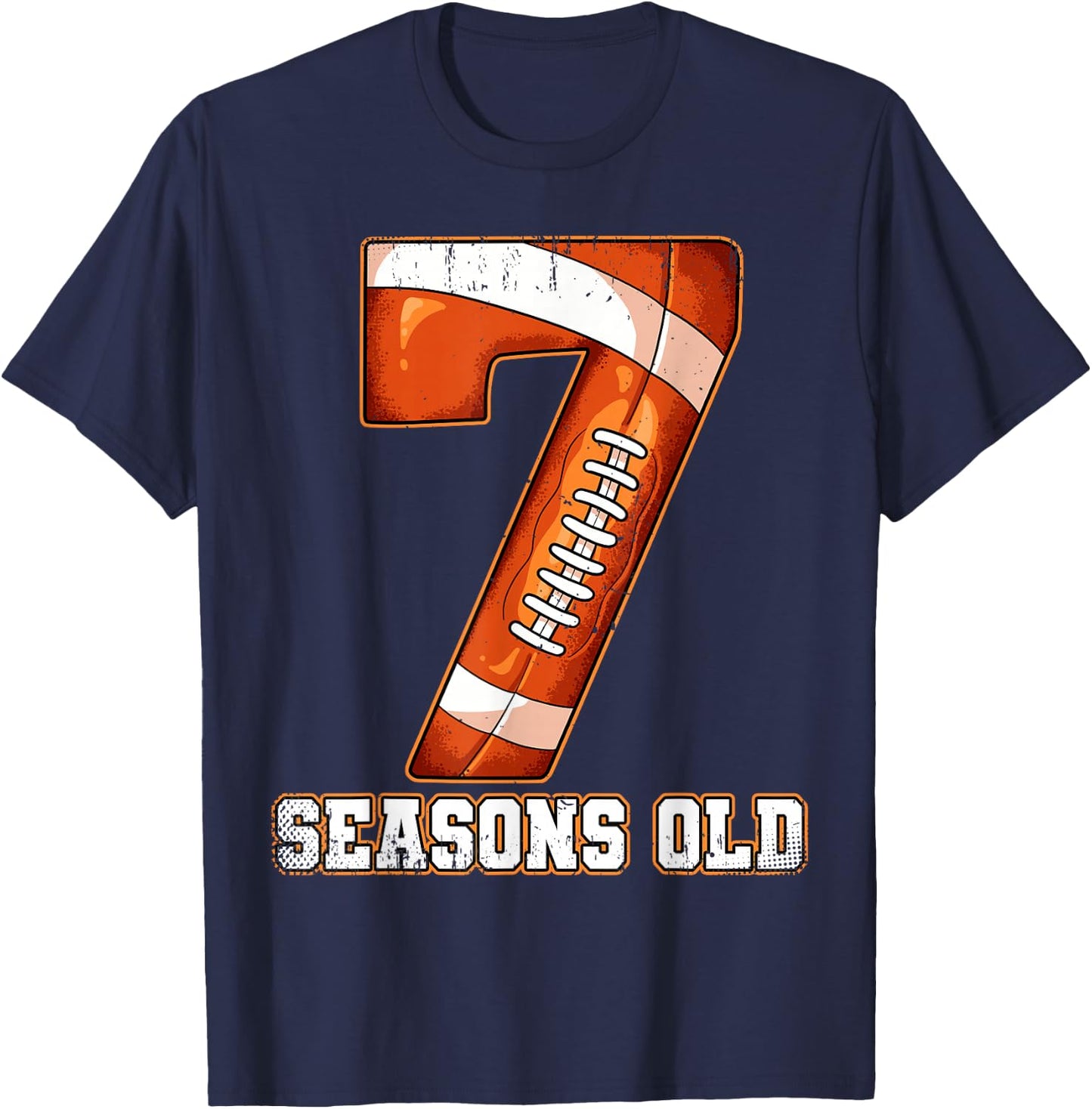 7th Birthday Football T-Shirt - T-Shirt | Navy
