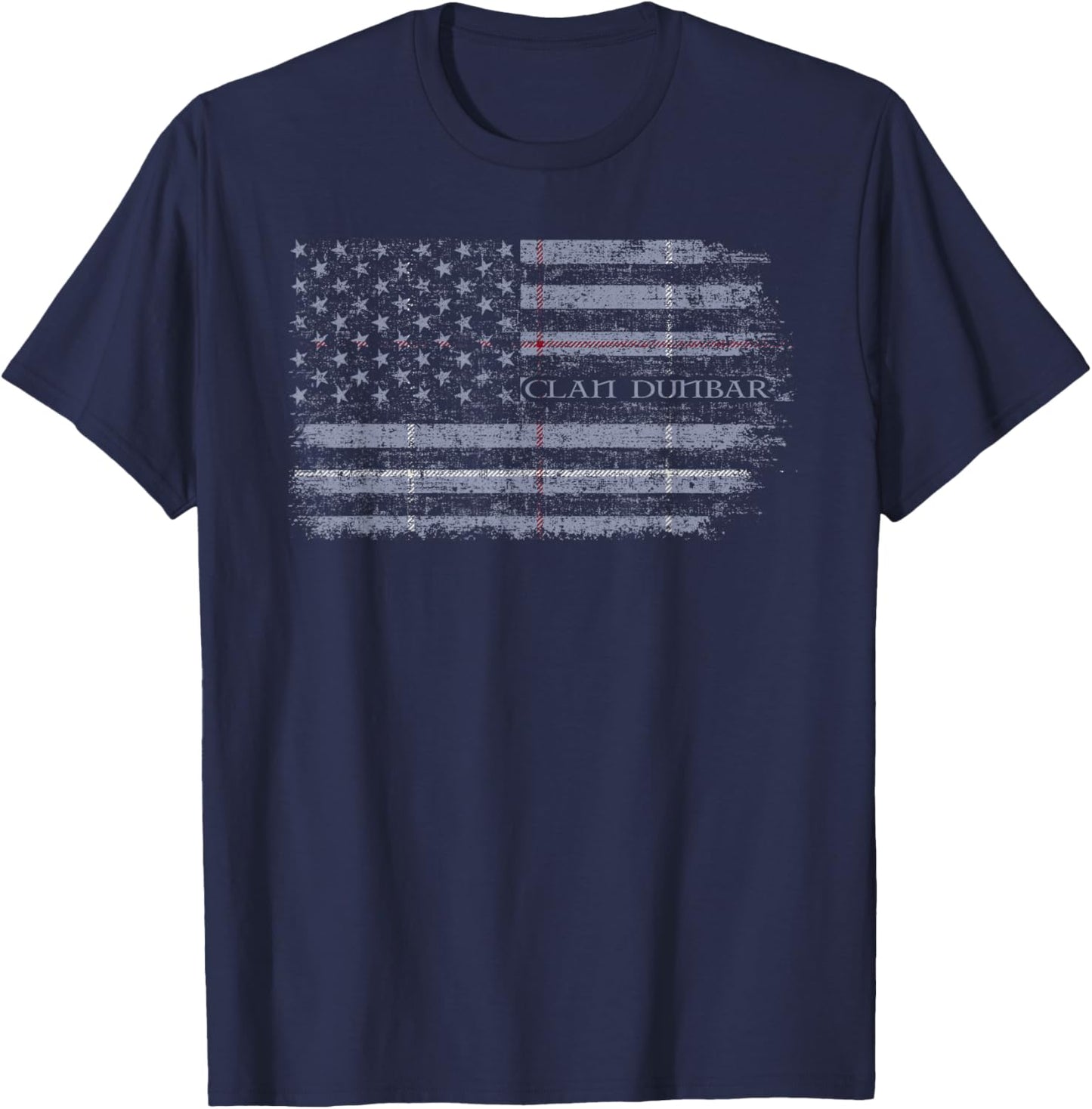 Clan Dunbar of Pitgaveny Scottish tartan US flag Scotland T-Shirt - T-Shirt | Navy