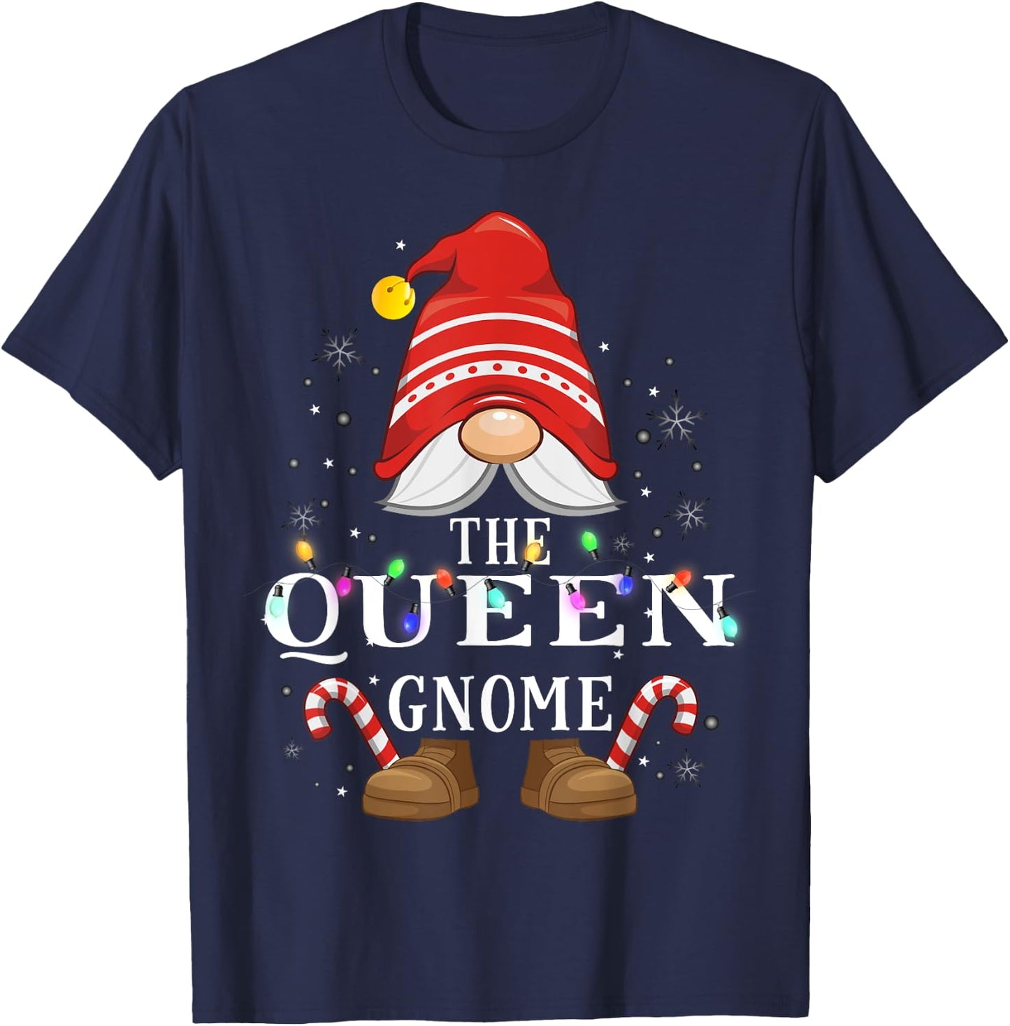 The Queen Gnome Family Christmas Pajama Party T-Shirt - T-Shirt | Navy