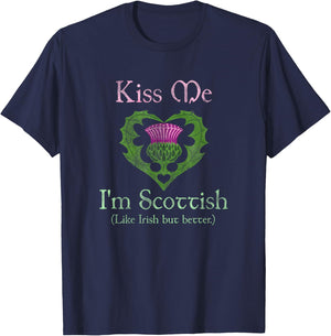 St. Patrick's Day Funny Scottish Kiss Me I'm Scottish T-Shirt - T-Shirt | Navy