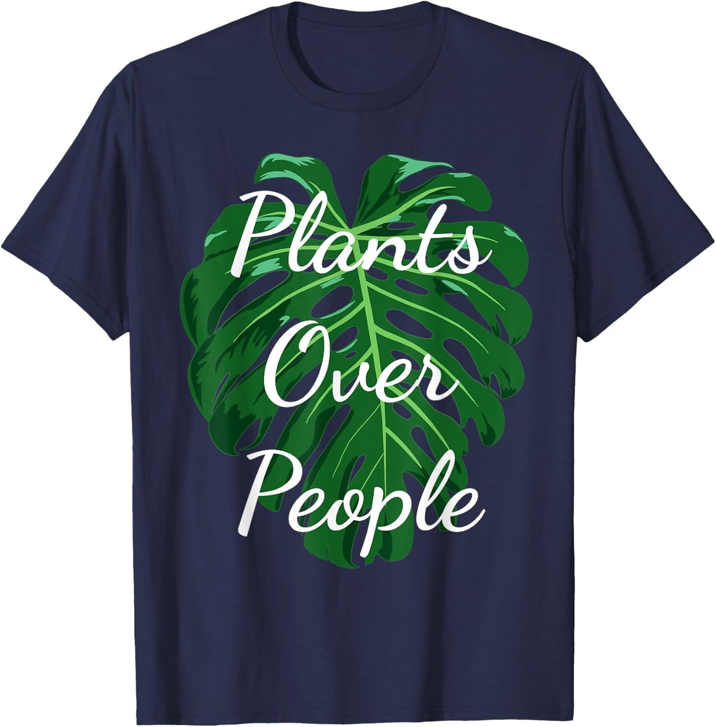 Funny monstera adansonii plants over people monstera leaf T-Shirt - T-Shirt | Navy