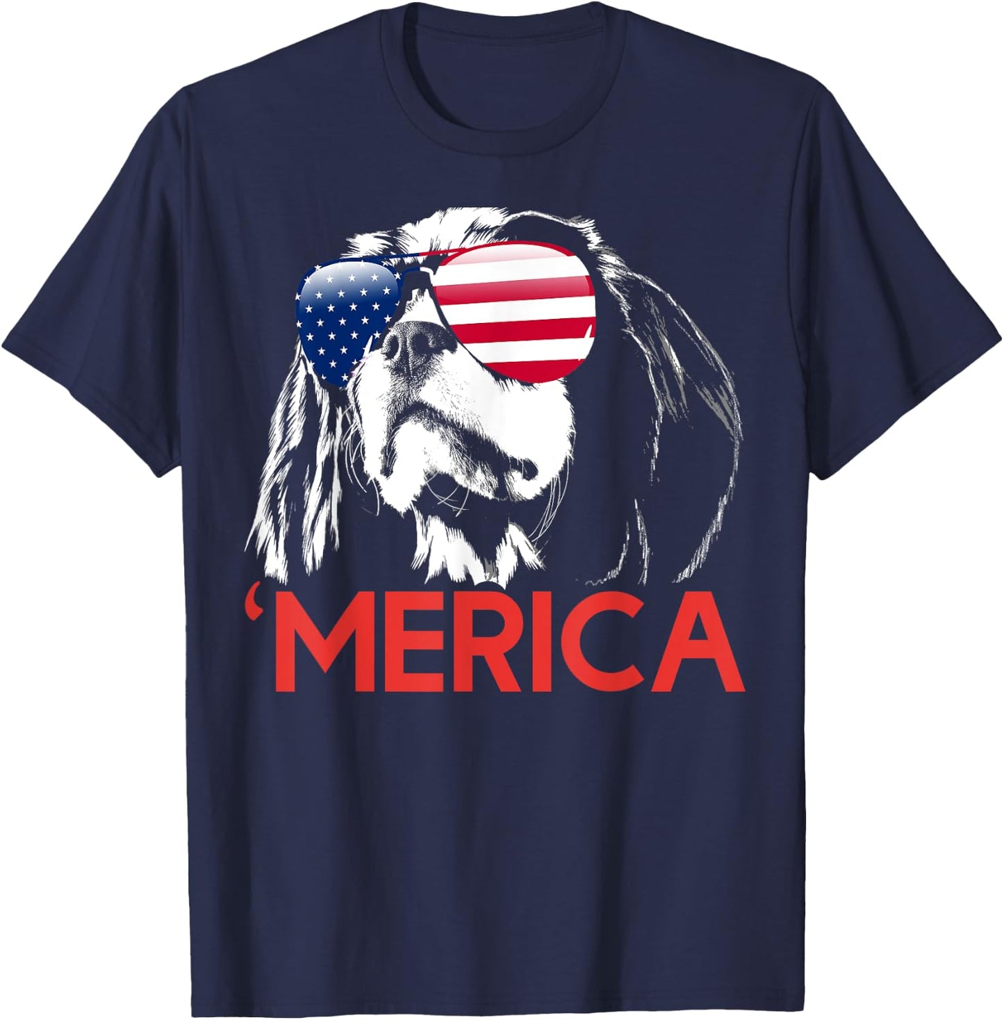 Merica Cavalier King Charles Spaniel American Flag Men T-Shirt - T-Shirt | Navy