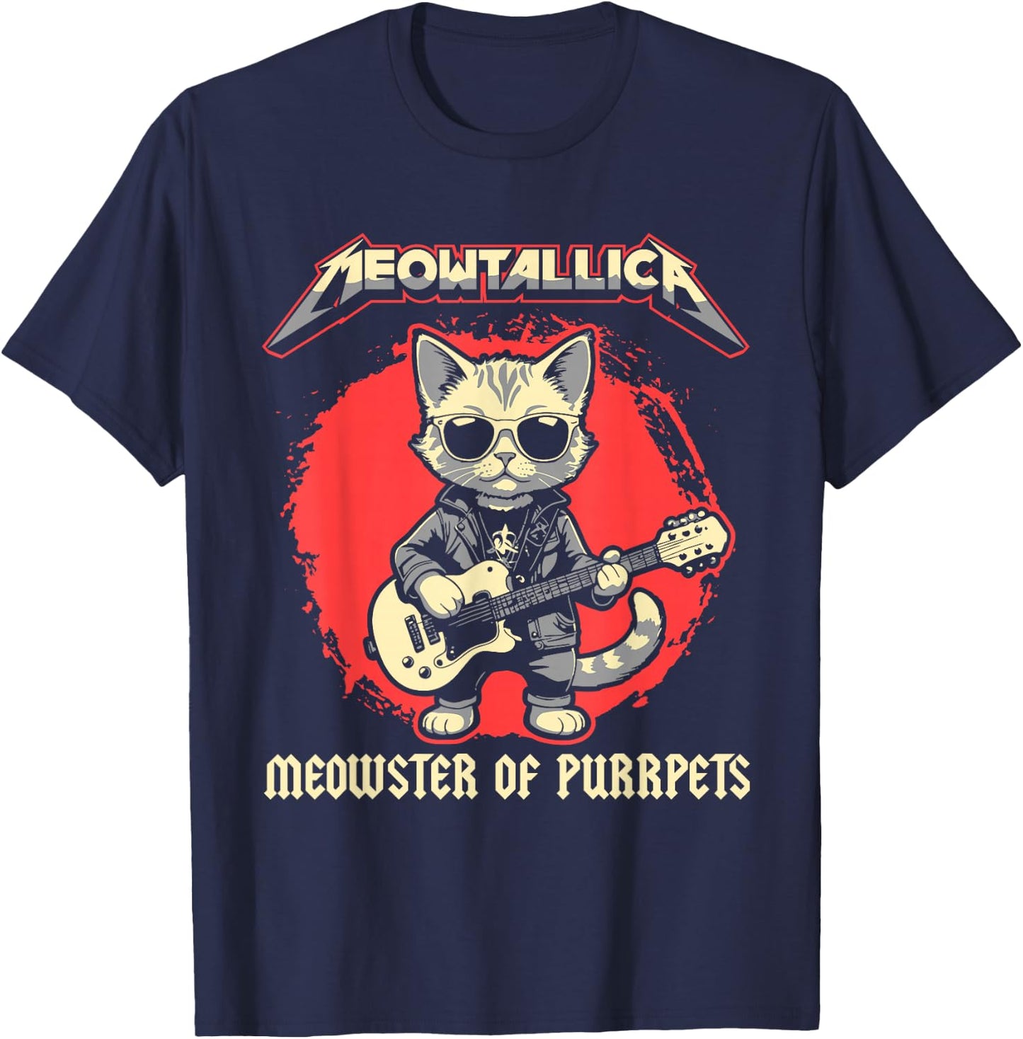 Meowtallica Meowster Of Purrpets - Funny Cat T-Shirt - T-Shirt | Navy