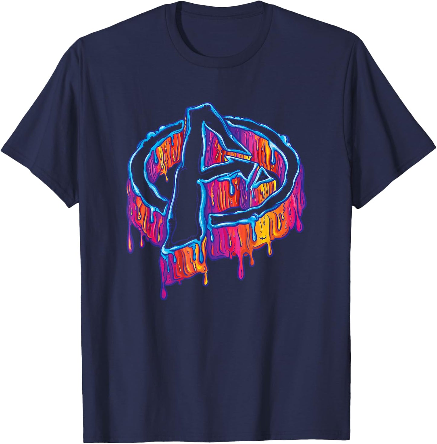 Marvel Avengers A Logo Melting Paint Drip T-Shirt - T-Shirt | Navy
